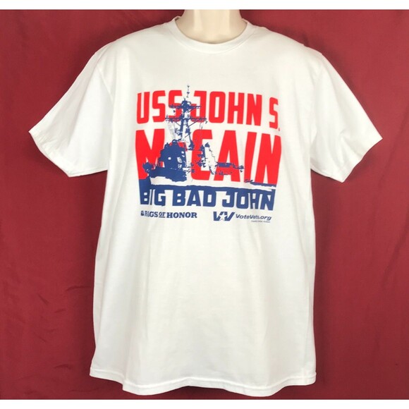 USS John S McCain Navy Destroyer T Shirt Large Big Bad John Rags of Honor - Picture 1 of 4